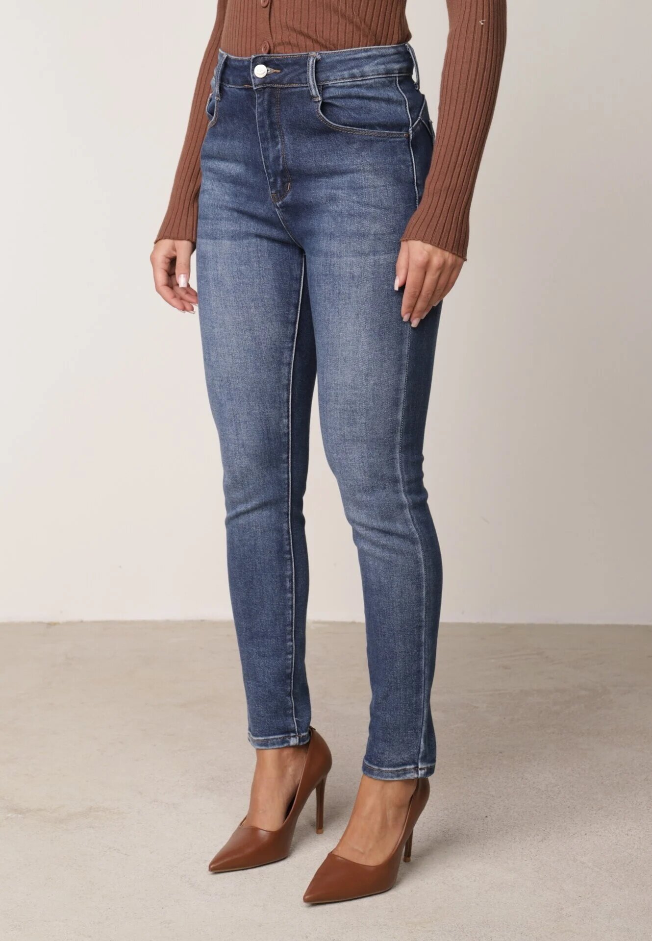 milas91 Blugi Slim Rurki Asortate cu Bumbac Modelator Push-Up Azraela Albaștri