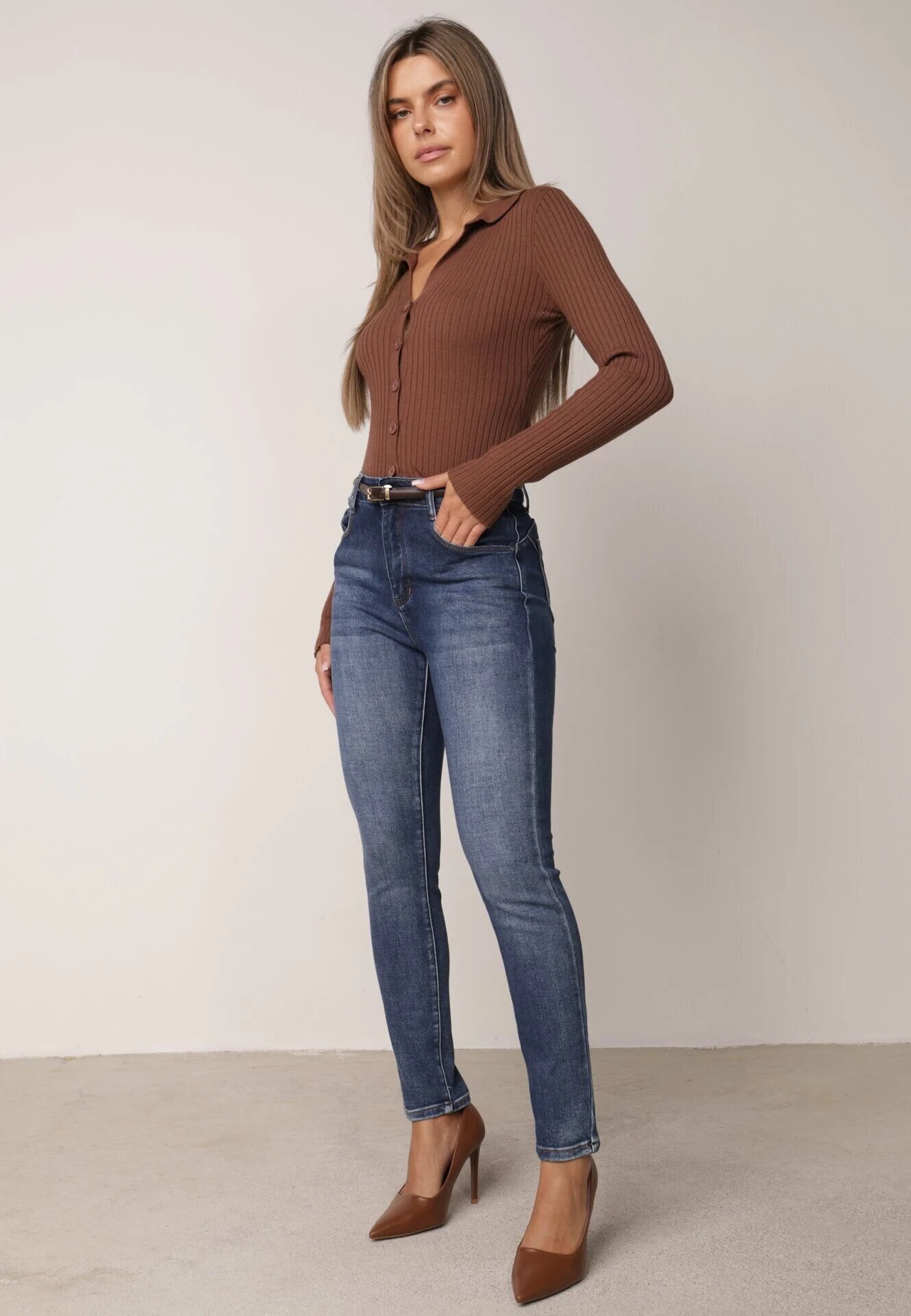 milas91 Blugi Slim Rurki Asortate cu Bumbac Modelator Push-Up Azraela Albaștri