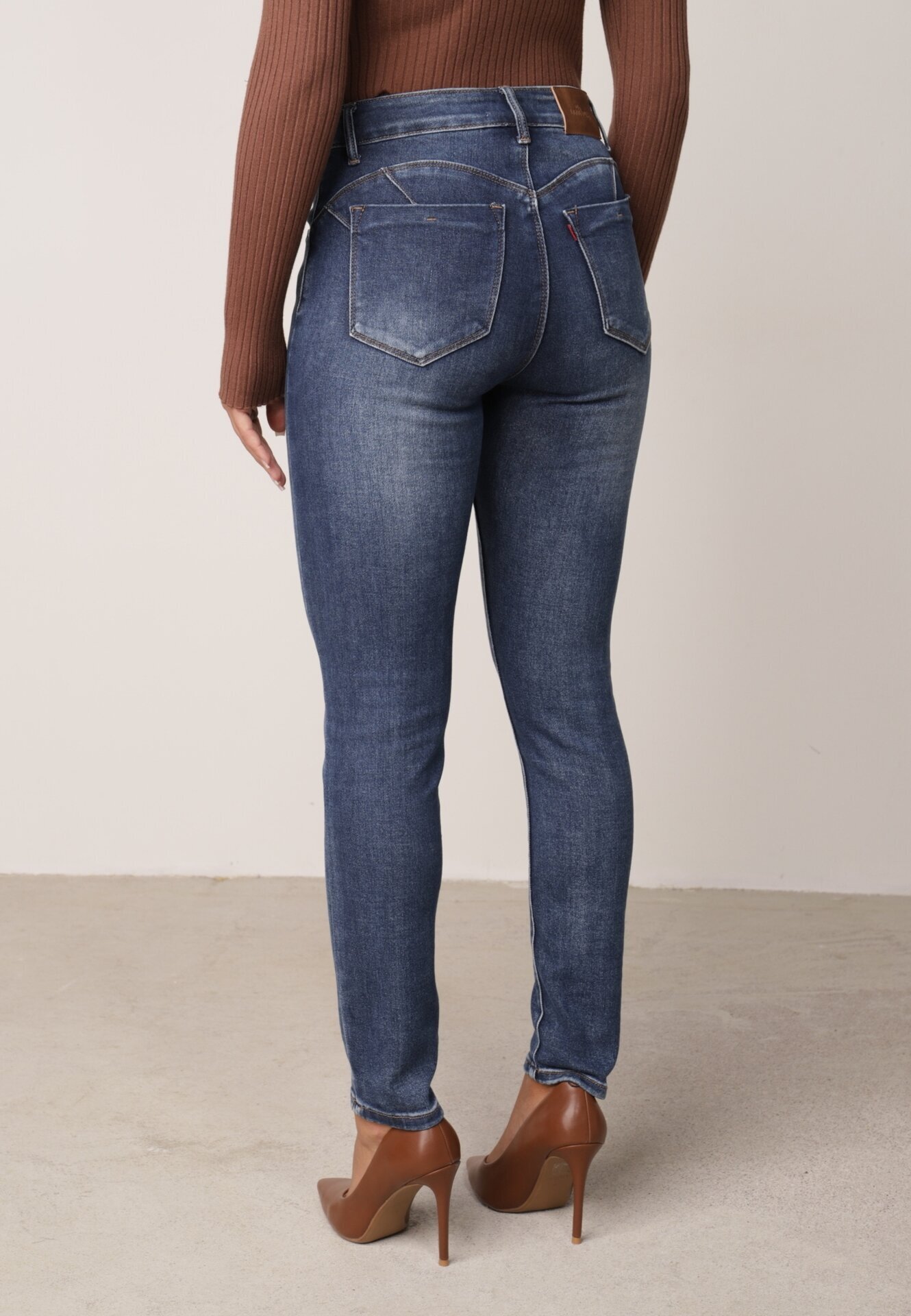 milas91 Blugi Slim Rurki Asortate cu Bumbac Modelator Push-Up Azraela Albaștri