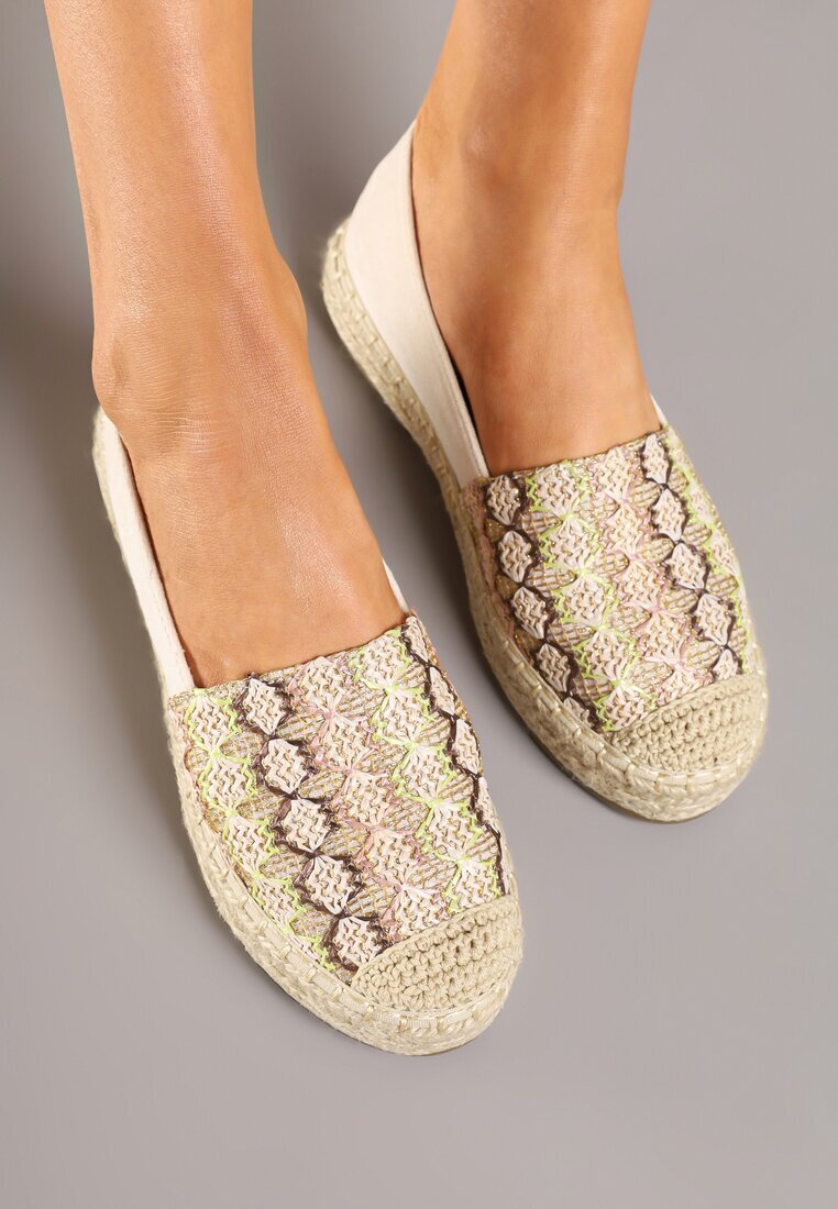 milas91 Espadrile Bej închis cu șnur împletit și model geometric Sdivira