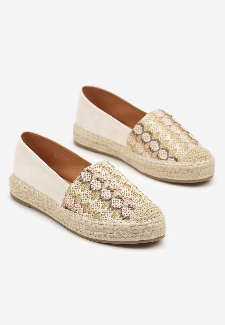 milas91 Espadrile Bej închis cu șnur împletit și model geometric Sdivira