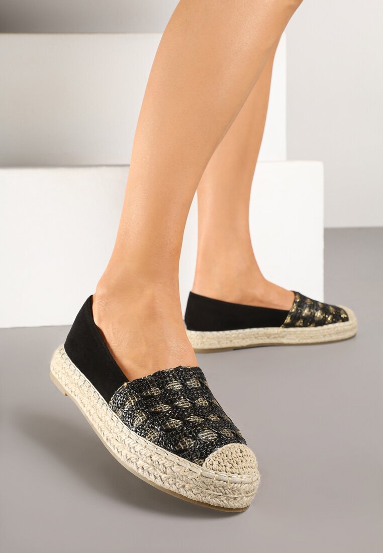 milas91 Espadrile Negre cu șnur împletit și model geometric Sdivira