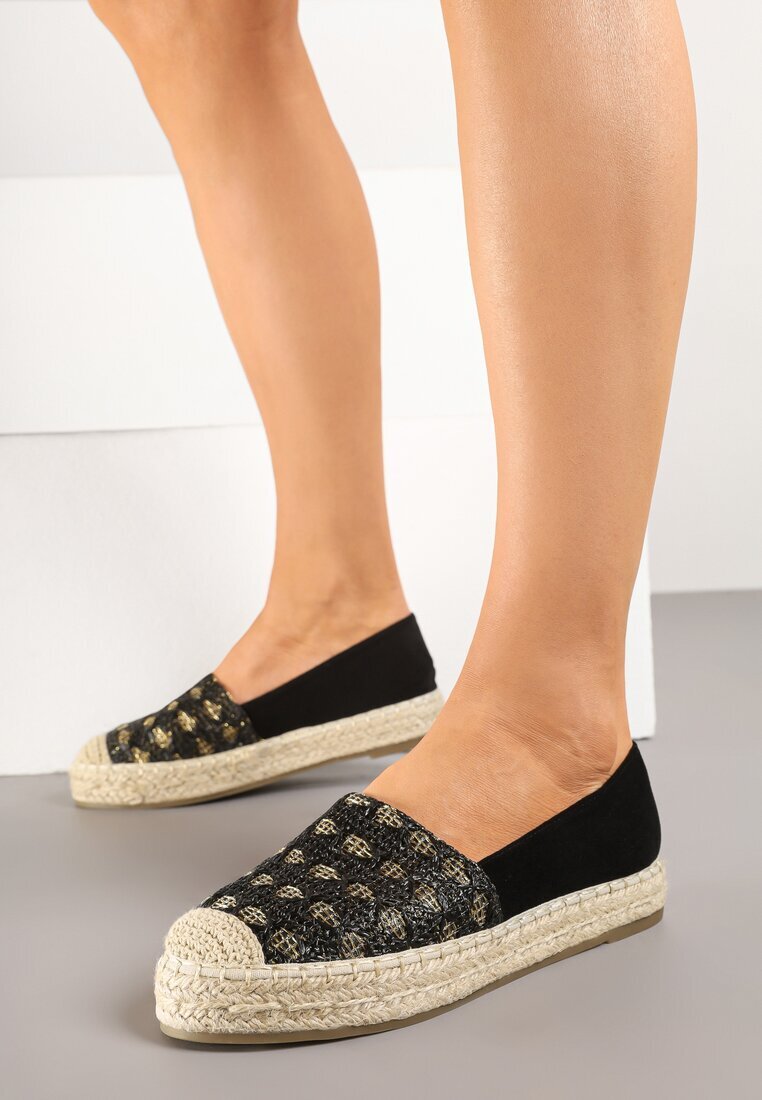milas91 Espadrile Negre cu șnur împletit și model geometric Sdivira