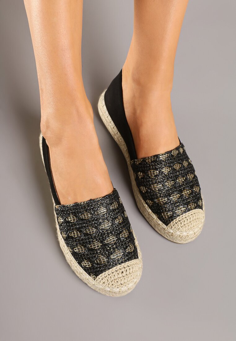 milas91 Espadrile Negre cu șnur împletit și model geometric Sdivira