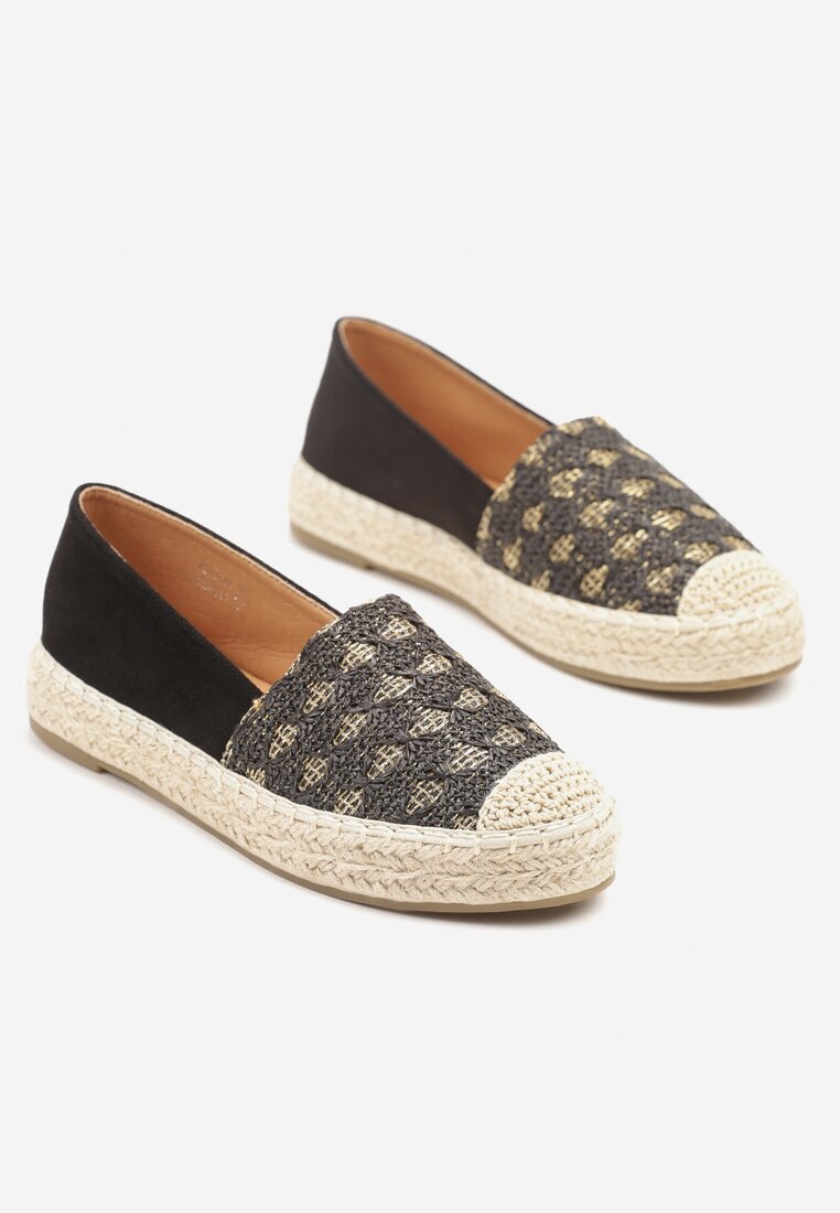 milas91 Espadrile Negre cu șnur împletit și model geometric Sdivira