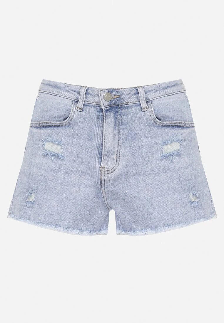milas91 Pantaloni scurți din denim albaștri cu talie înaltă și bumbac decorați cu aplicație inimă Vikerra
