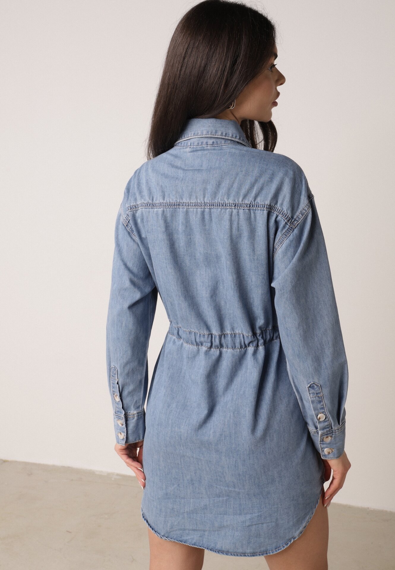 milas91 Rochie tip cămașă Albastră Din denim Cu volane și nasturi Dorinatta