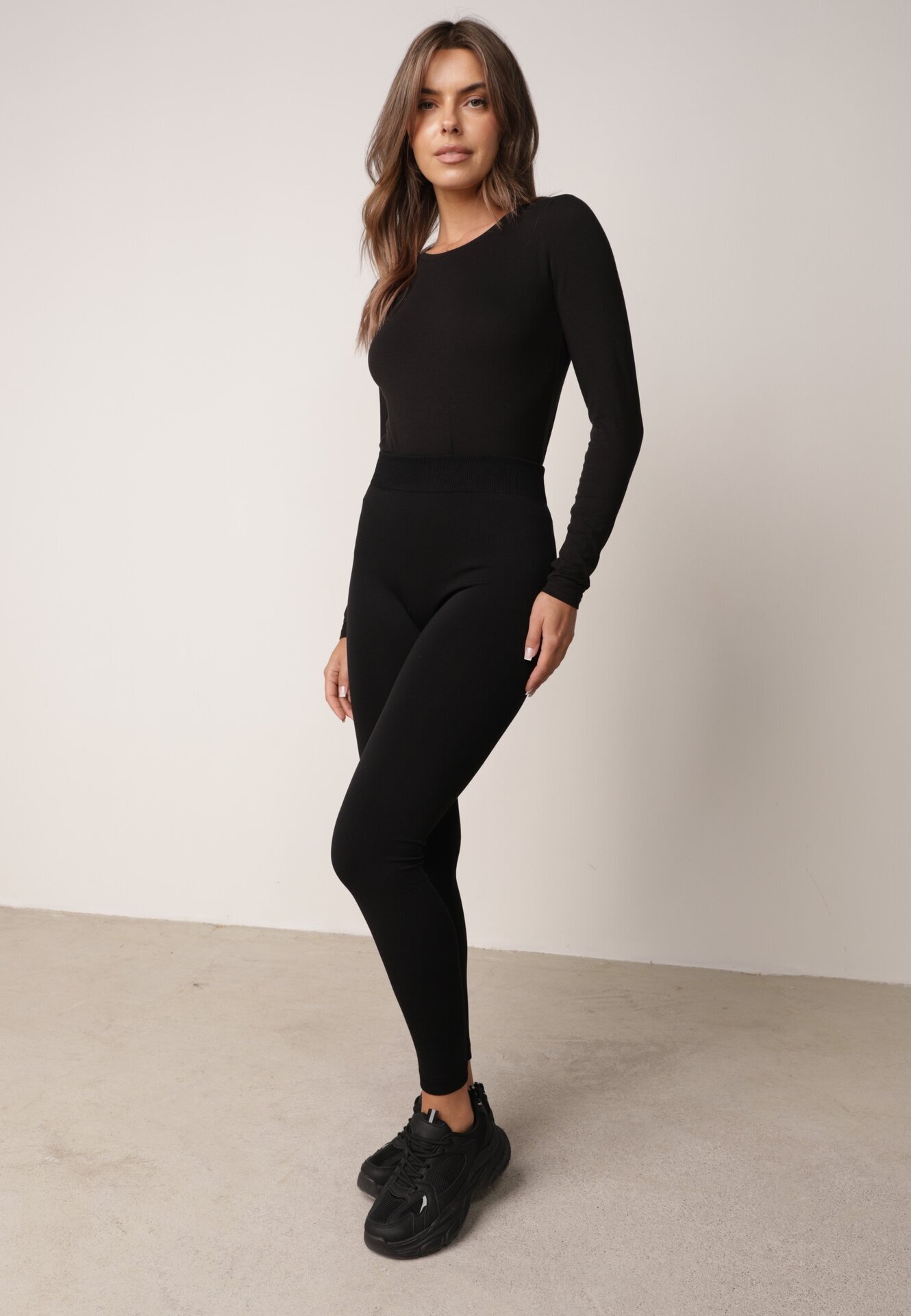 minimi Colanți izolați cu talie înaltă din tricot elastic Toca Negri