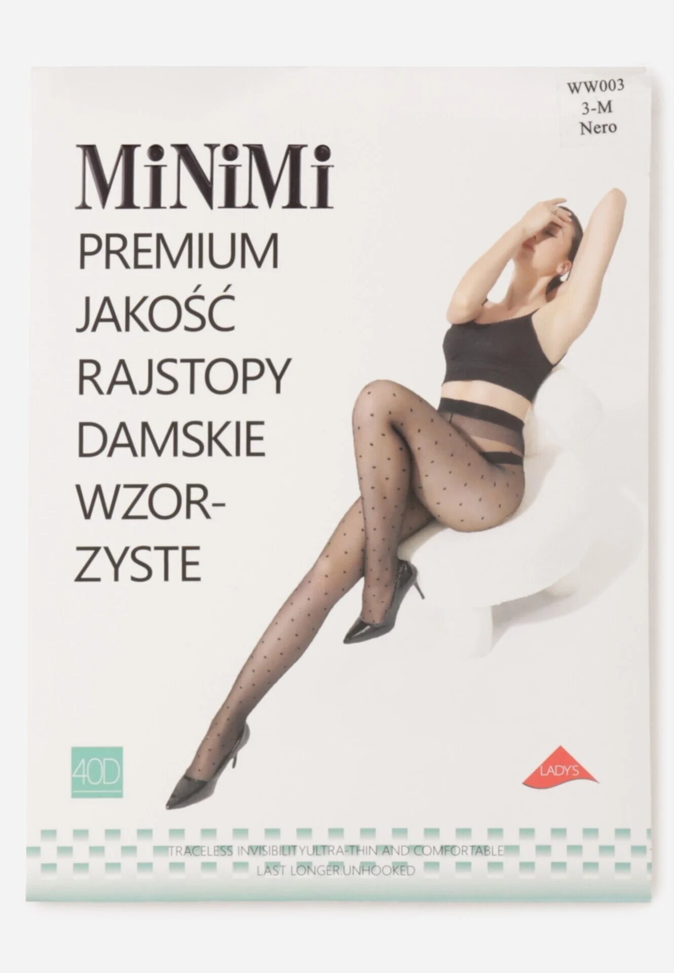 minimi Dresuri 40 DEN cu amestec de bumbac decorate cu model în puncte Sherey Negri