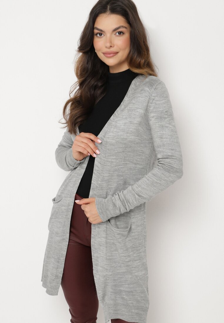 miss poem Cardigan Gri Deschis cu Buzunare laterale Sartella
