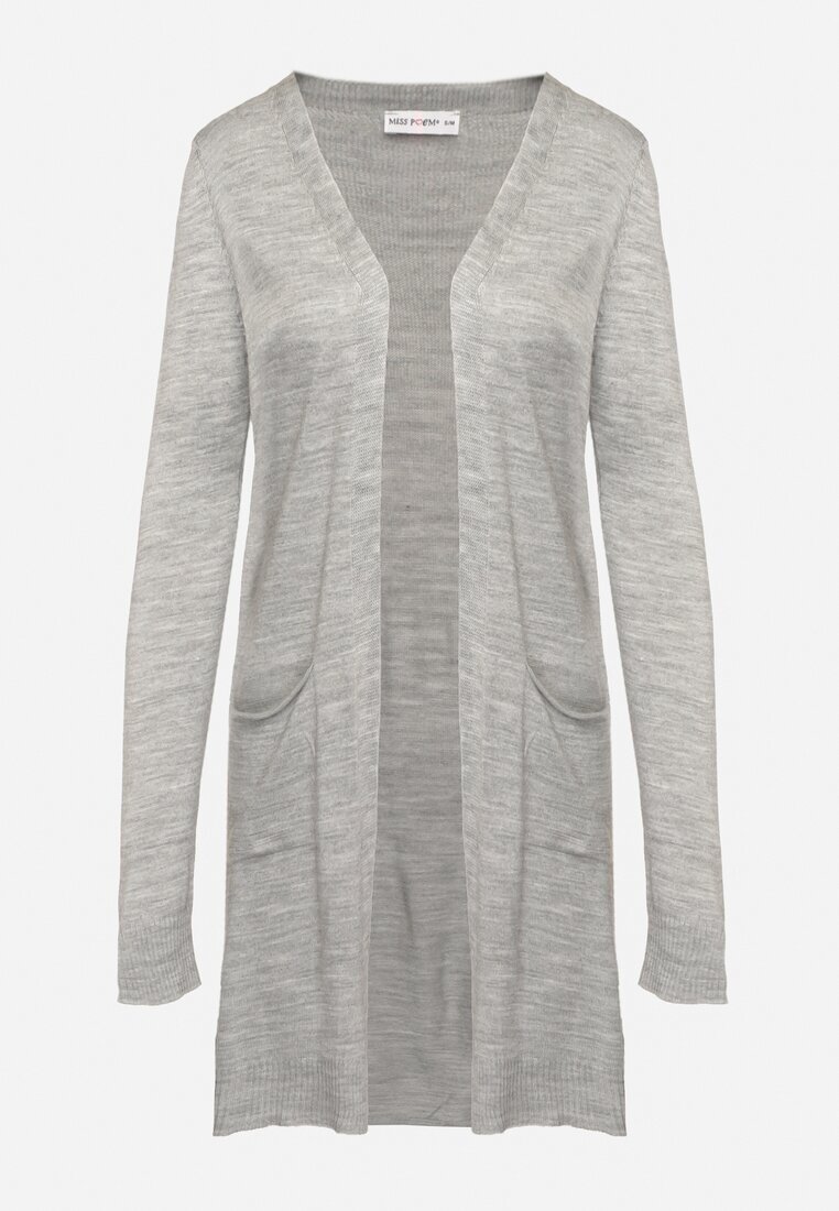 miss poem Cardigan Gri Deschis cu Buzunare laterale Sartella