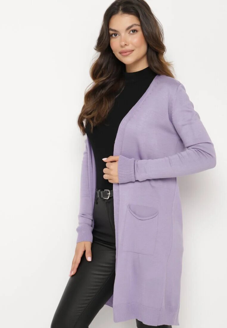 miss poem Cardigan Mov Deschis cu Buzunare Laterale Sartella