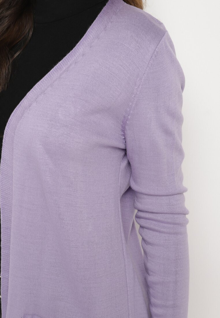 miss poem Cardigan Mov Deschis cu Buzunare Laterale Sartella