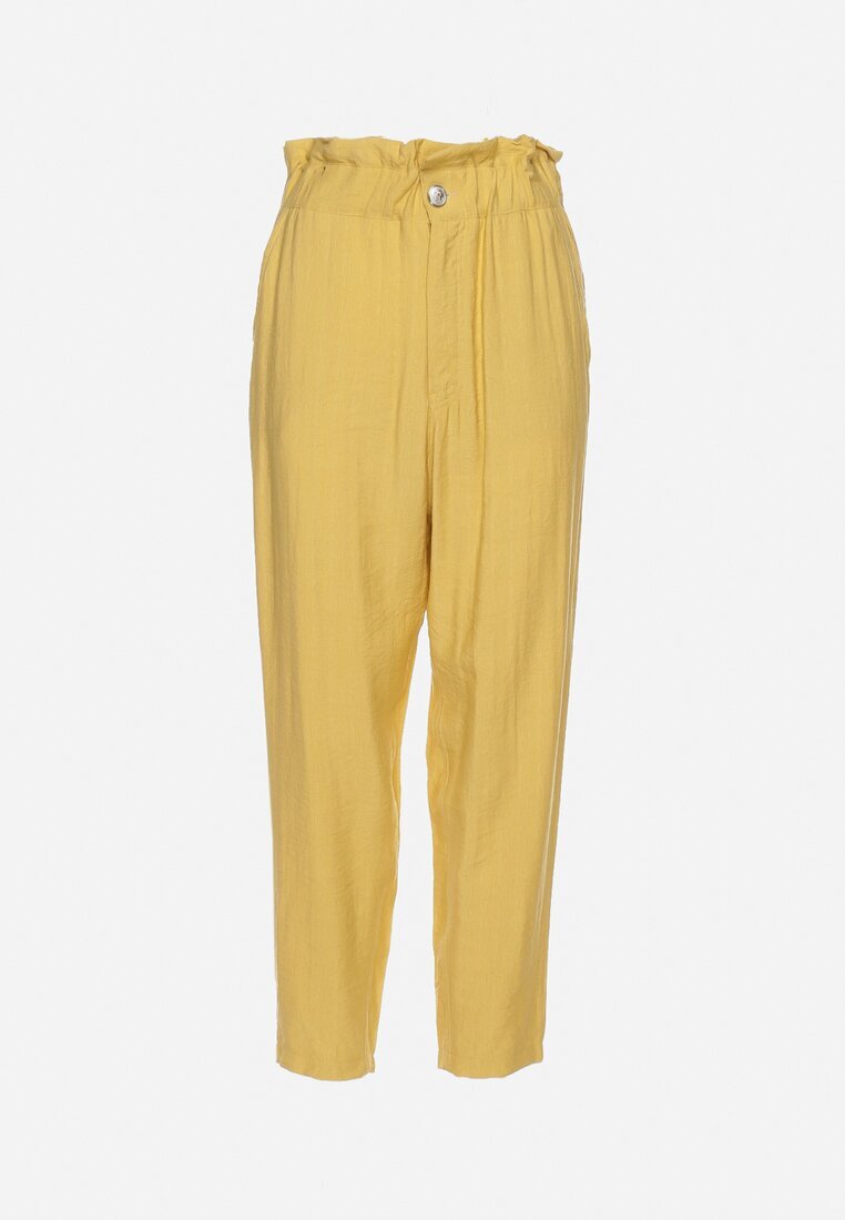 miss poem Pantaloni Galbeni cu elastic încrețit în talie cu croială clasică Anifa