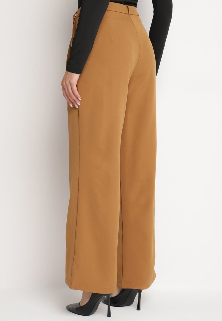 miss poem Pantaloni Maro de costum cu picior larg cu buzunare și găici la talie Lorttina
