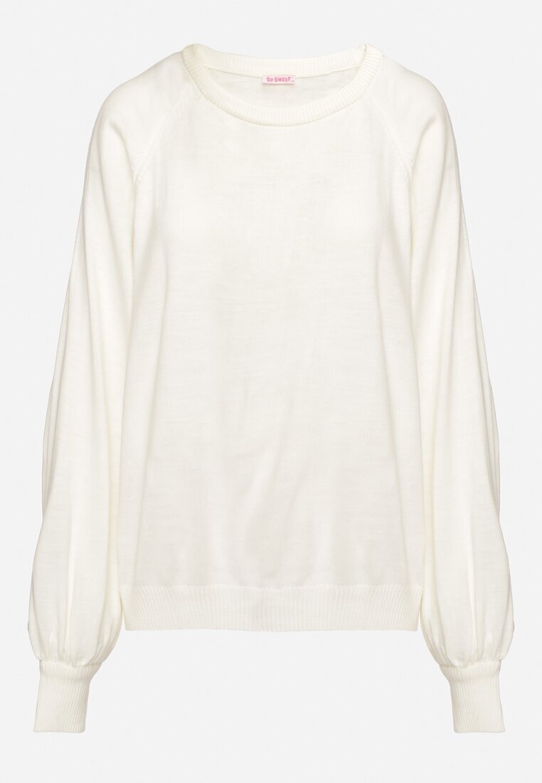 miss poem Pulover bej deschis croi oversized cu borduri largi Nittia