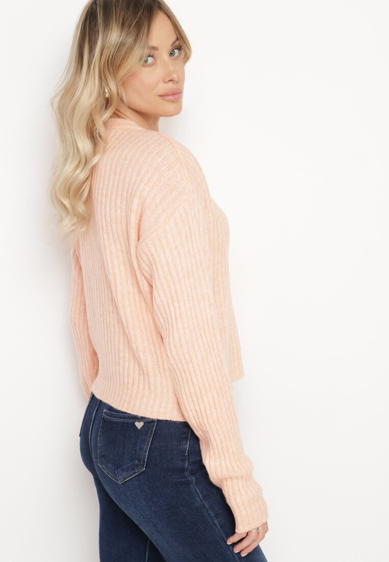 miss poem Pulover roz deschis cu croi tip cutie cu imprimeu striat Omelis