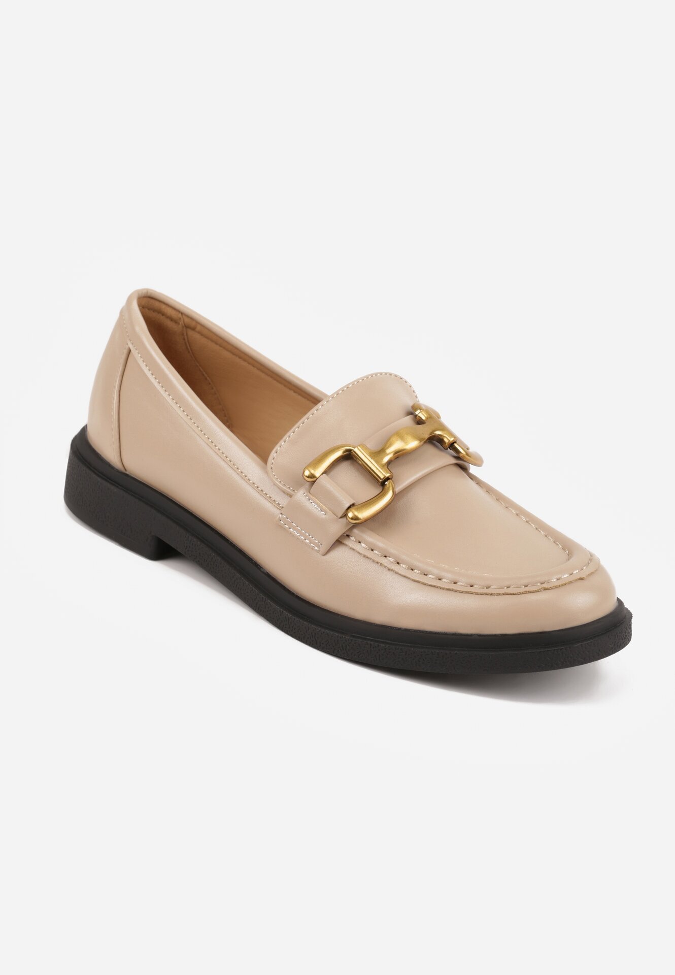  Mocasini Bej Plati cu Cataramă Decorativă Labina