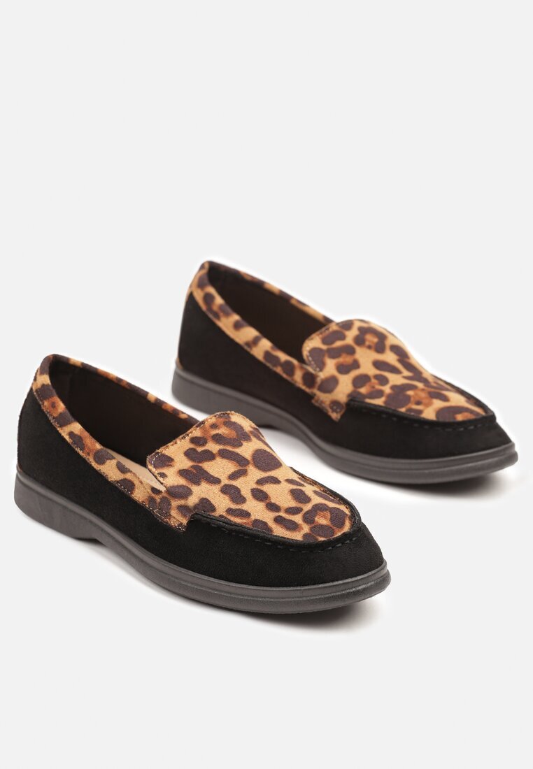  Mocasini cu imprimeu leopard cu cusături decorative Fonessae