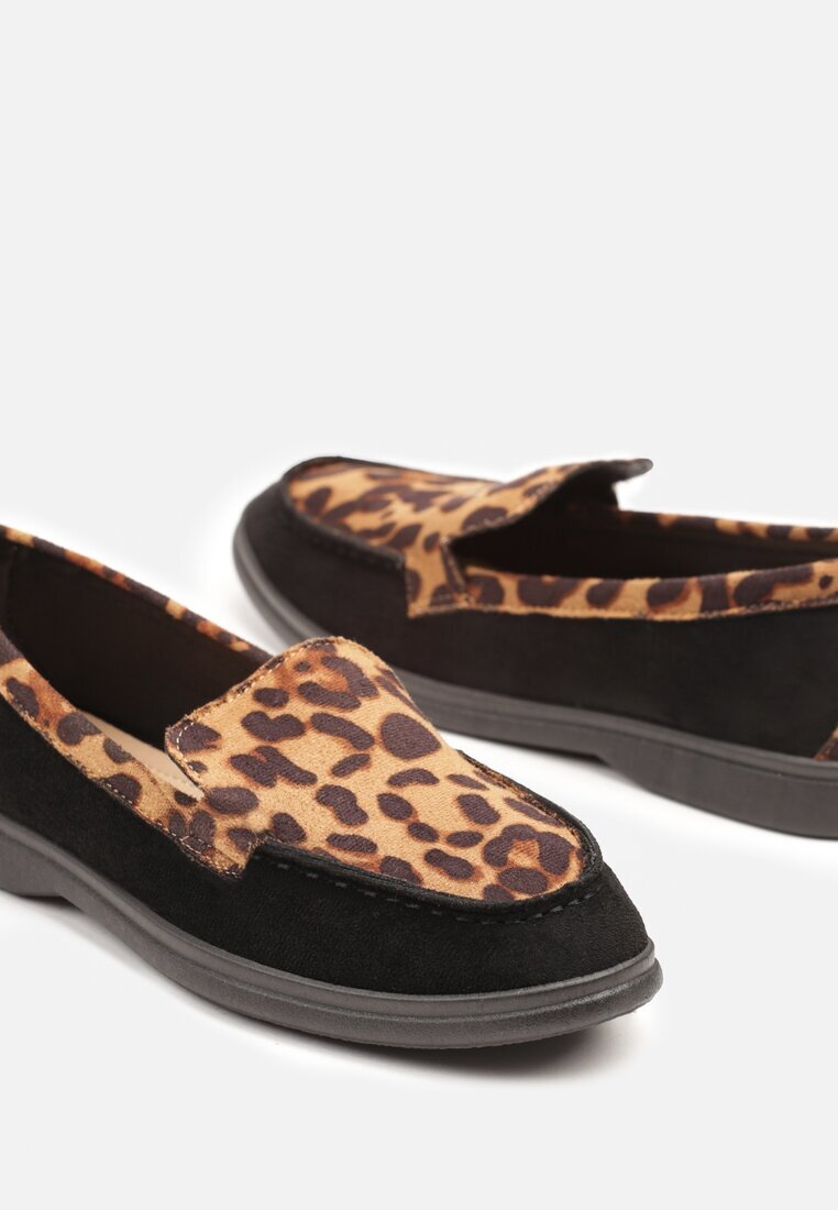  Mocasini cu imprimeu leopard cu cusături decorative Fonessae