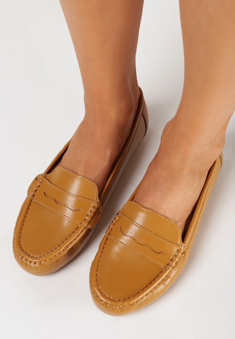  Mocasini Maro cu Talpă Plată cu Cusături Decorative Nireva