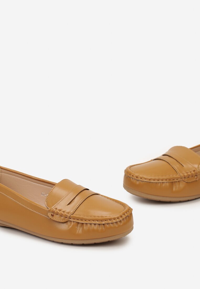  Mocasini Maro cu Talpă Plată cu Cusături Decorative Nireva