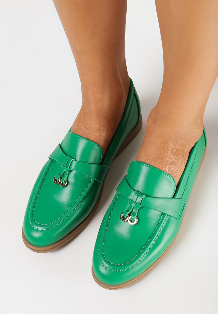  Mocasini Verzi Eleganti cu Pandantiv Decorativ Biaga