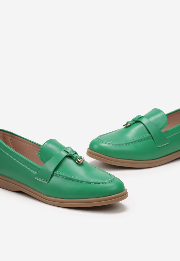  Mocasini Verzi Eleganti cu Pandantiv Decorativ Biaga