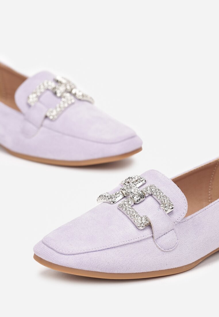  Mocasini Violet cu Decorațiune Metalică cu Zirconii Balki