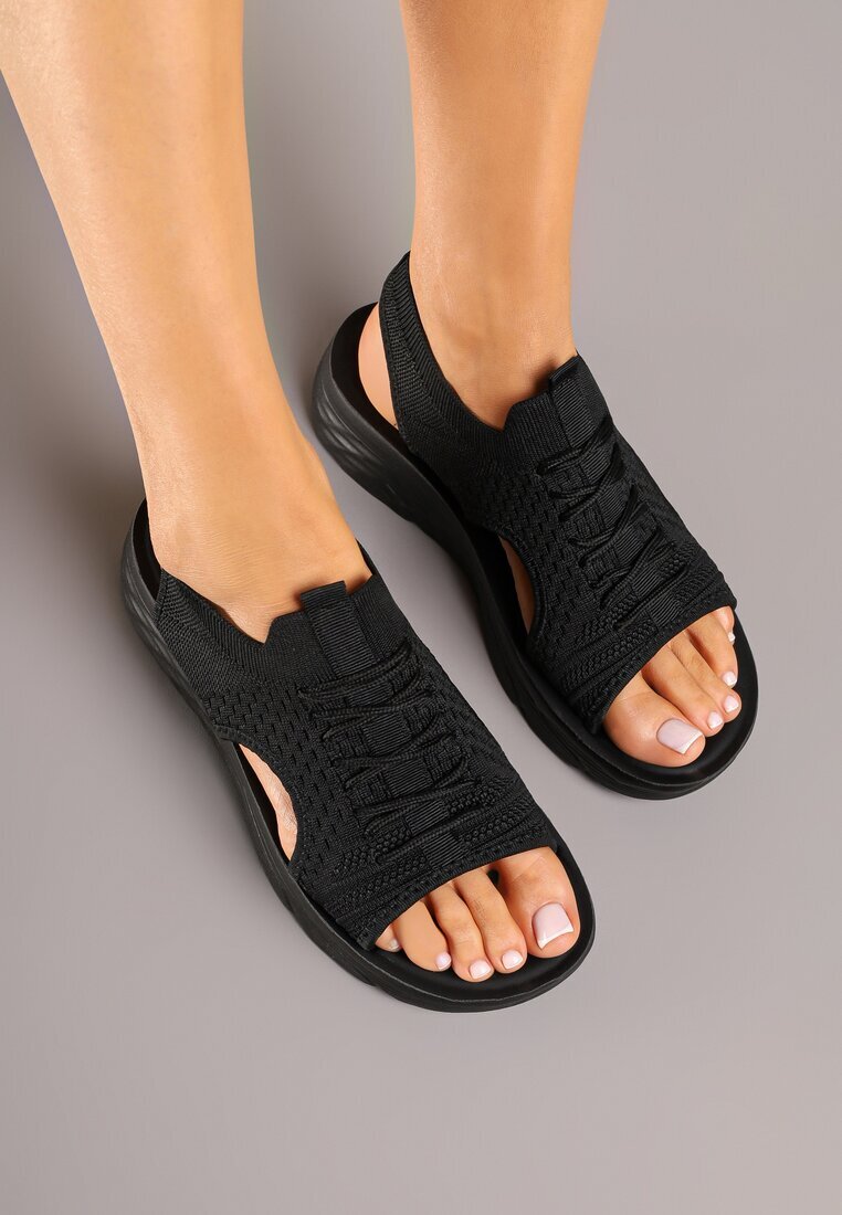 modern world Sandale Sport Negre cu fața flexibilă și șireturi decorative Zarie