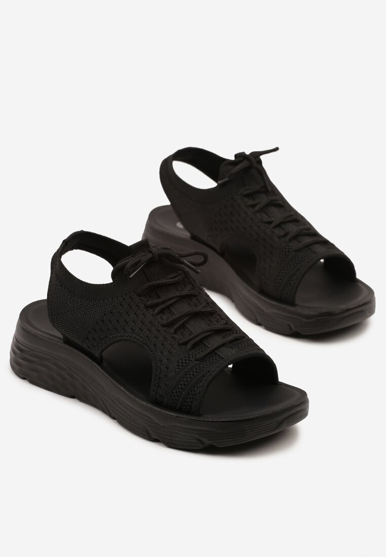 modern world Sandale Sport Negre cu fața flexibilă și șireturi decorative Zarie
