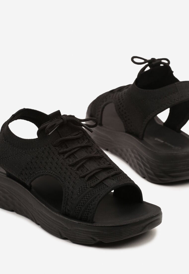 modern world Sandale Sport Negre cu fața flexibilă și șireturi decorative Zarie