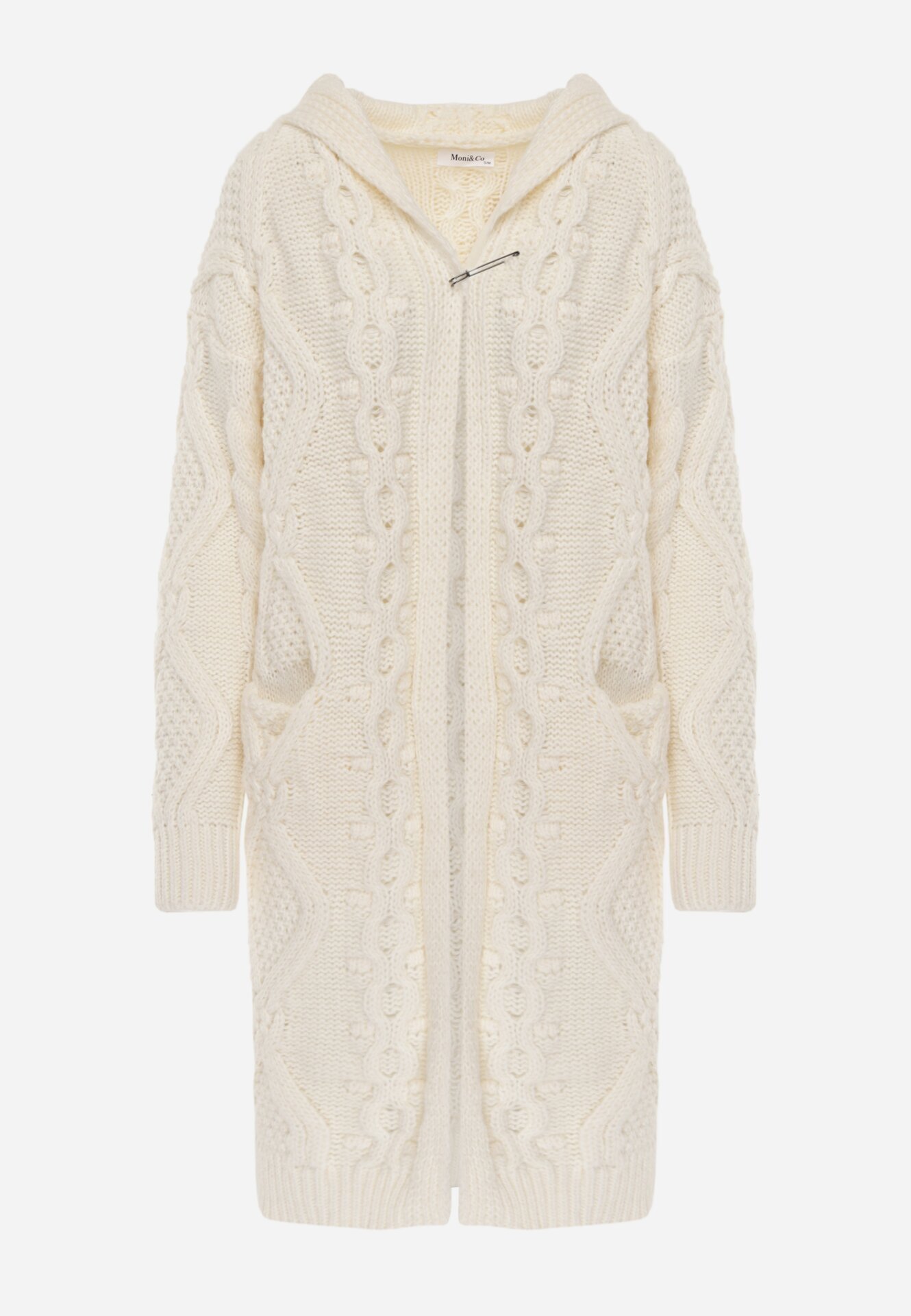 moni&co Cardigan Bej deschis Fără închidere Lung cu Glugă Wanharice