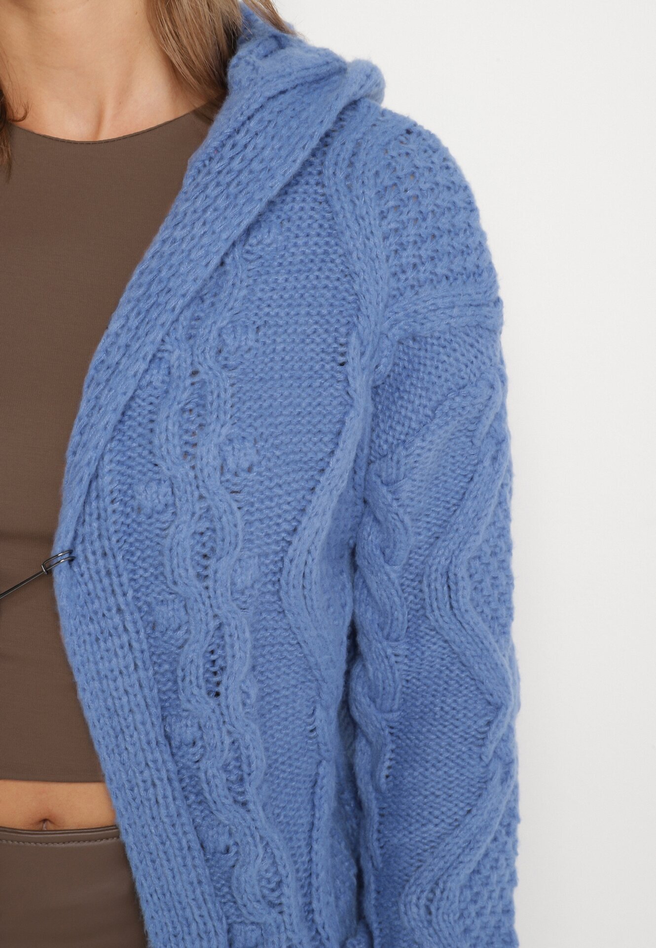 moni&co Cardigan Neîncheiat Lung cu Glugă Albastru Wanharice