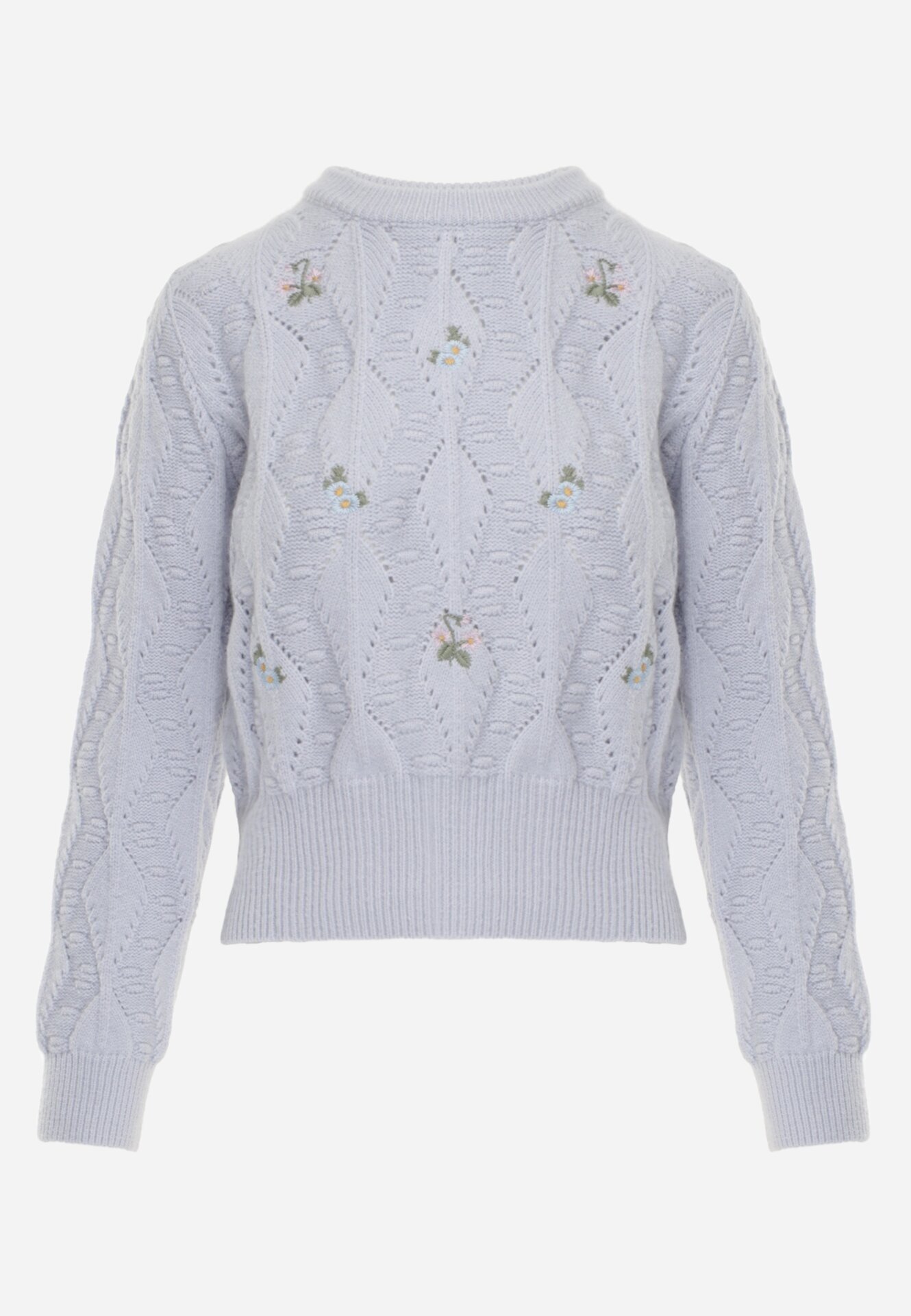 moni&co Pulover Albastru deschis cu Croială Clasică cu Flori Brodate Chasane