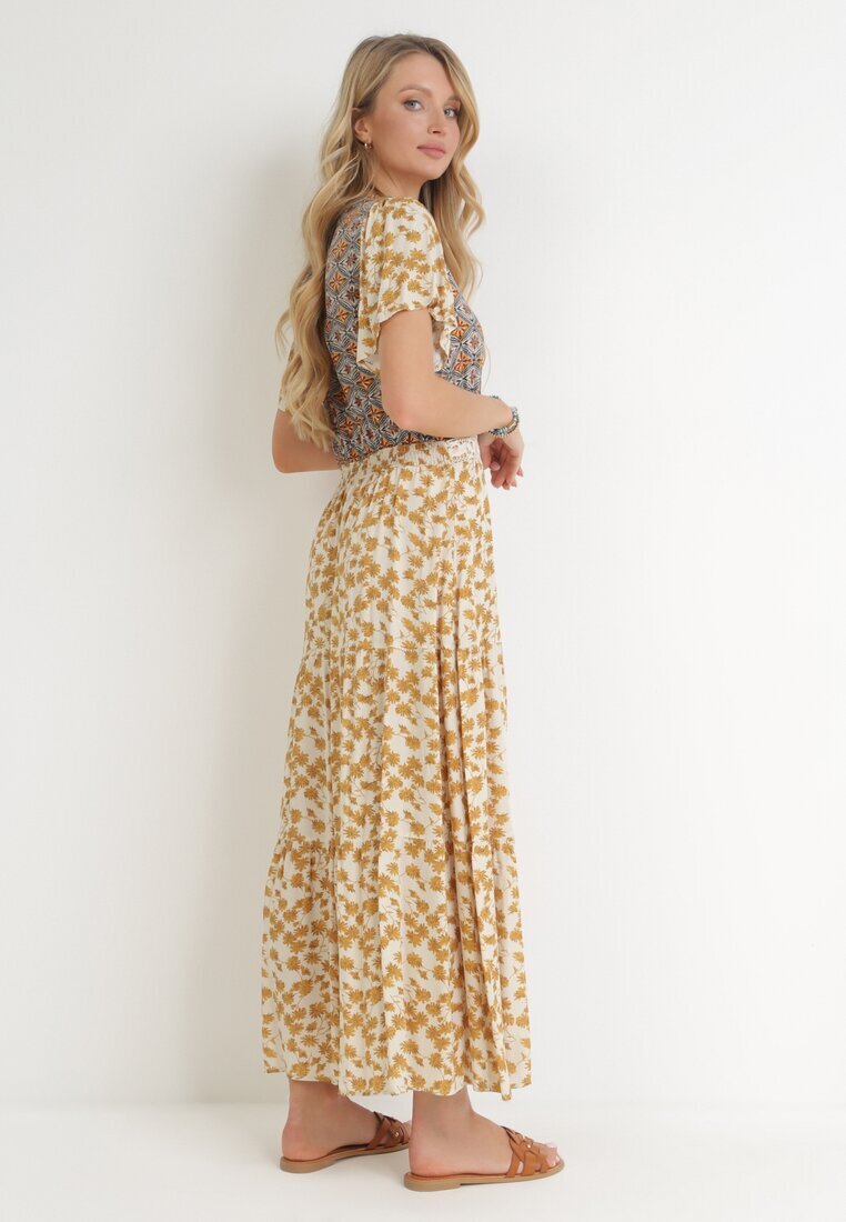 moni&co Rochie Galben-Bej Evazată Maxi Stemone