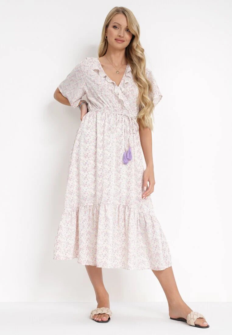 moni&co Rochie Roz-Mov deschis cu elastic în talie și decolteu petrecut cu volane Kyphine