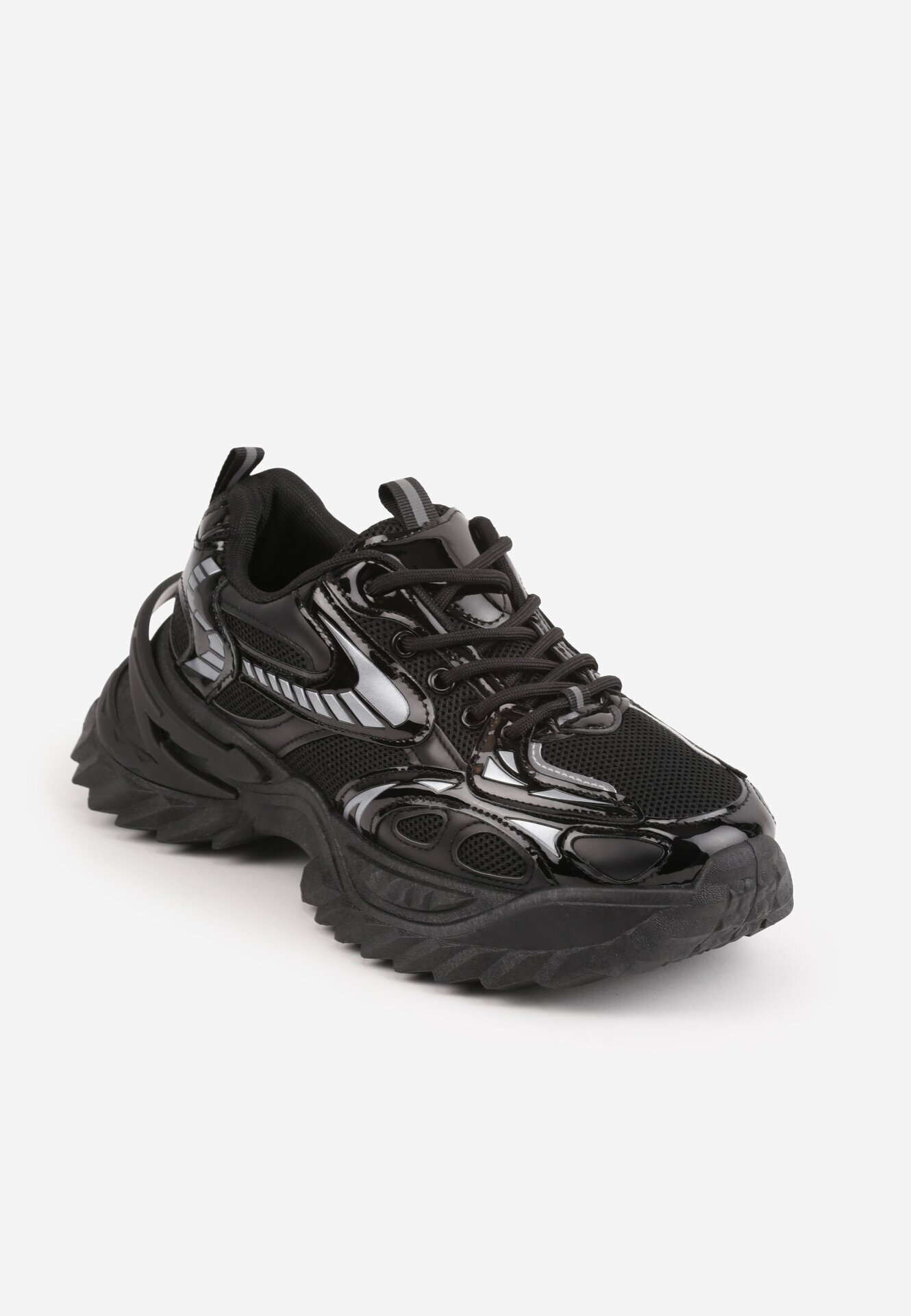 msmg Sneakers Geometric pe talpă groasă embosată Alinia Negri