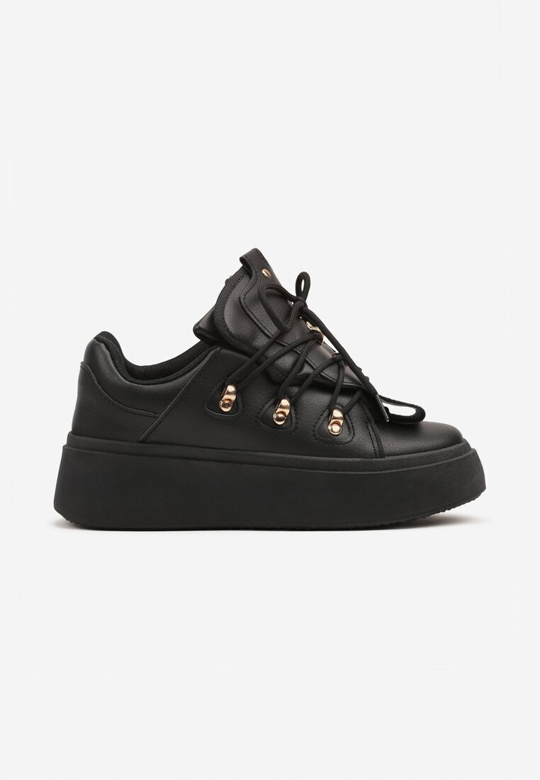 msmg Sneakerși Negri pe Platformă cu Limbă Lată Decorativă Zarinea