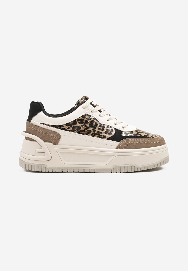 mulanka Adidași Bej-Maro pe Platformă Groasă cu Relief decorate cu Model Leopard Deolithra