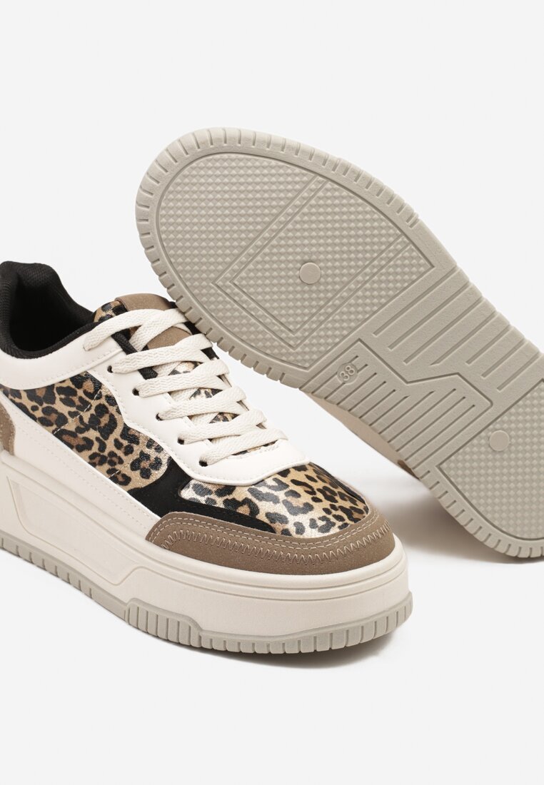mulanka Adidași Bej-Maro pe Platformă Groasă cu Relief decorate cu Model Leopard Deolithra