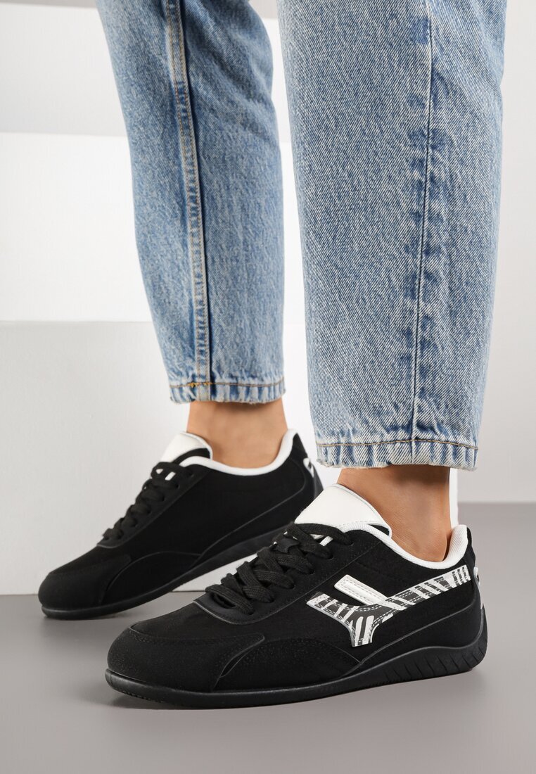mulanka Adidași Negri Decorați cu Model Geometric Zebră Arulia