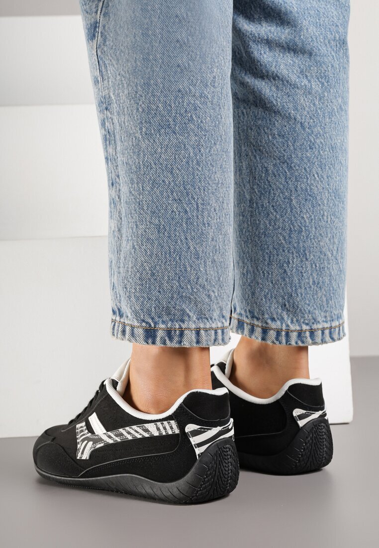 mulanka Adidași Negri Decorați cu Model Geometric Zebră Arulia