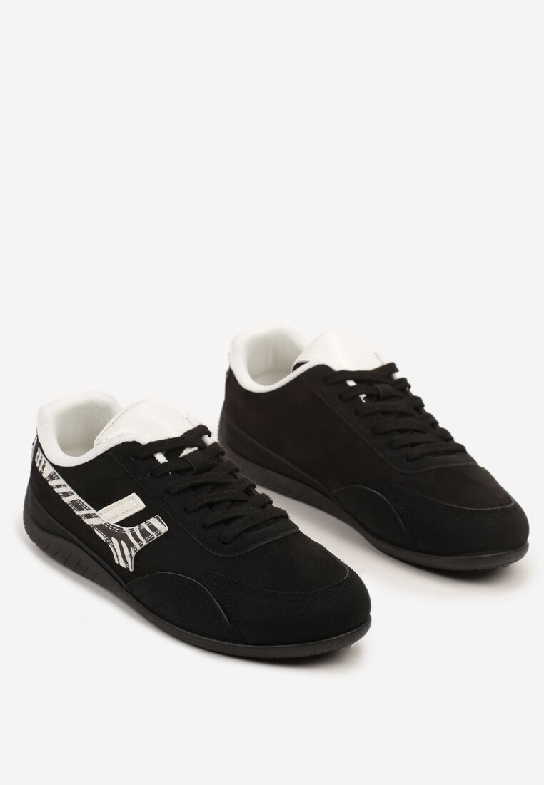 mulanka Adidași Negri Decorați cu Model Geometric Zebră Arulia