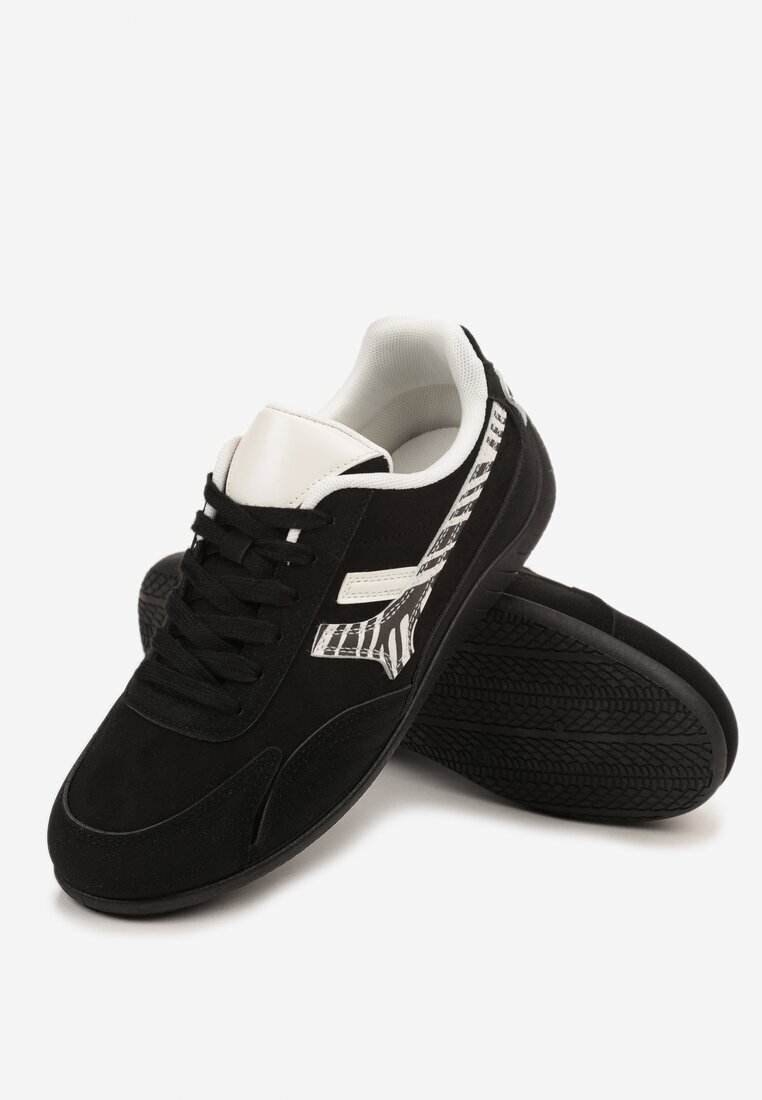 mulanka Adidași Negri Decorați cu Model Geometric Zebră Arulia