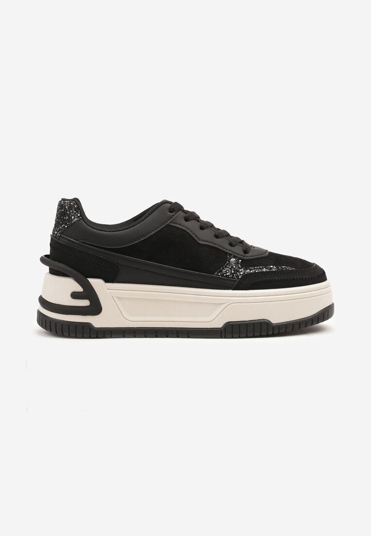 mulanka Adidași Negru-Alb cu platformă groasă cu relief și model leopard Deolithra