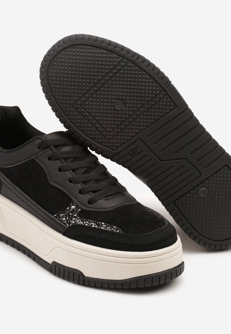 mulanka Adidași Negru-Alb cu platformă groasă cu relief și model leopard Deolithra