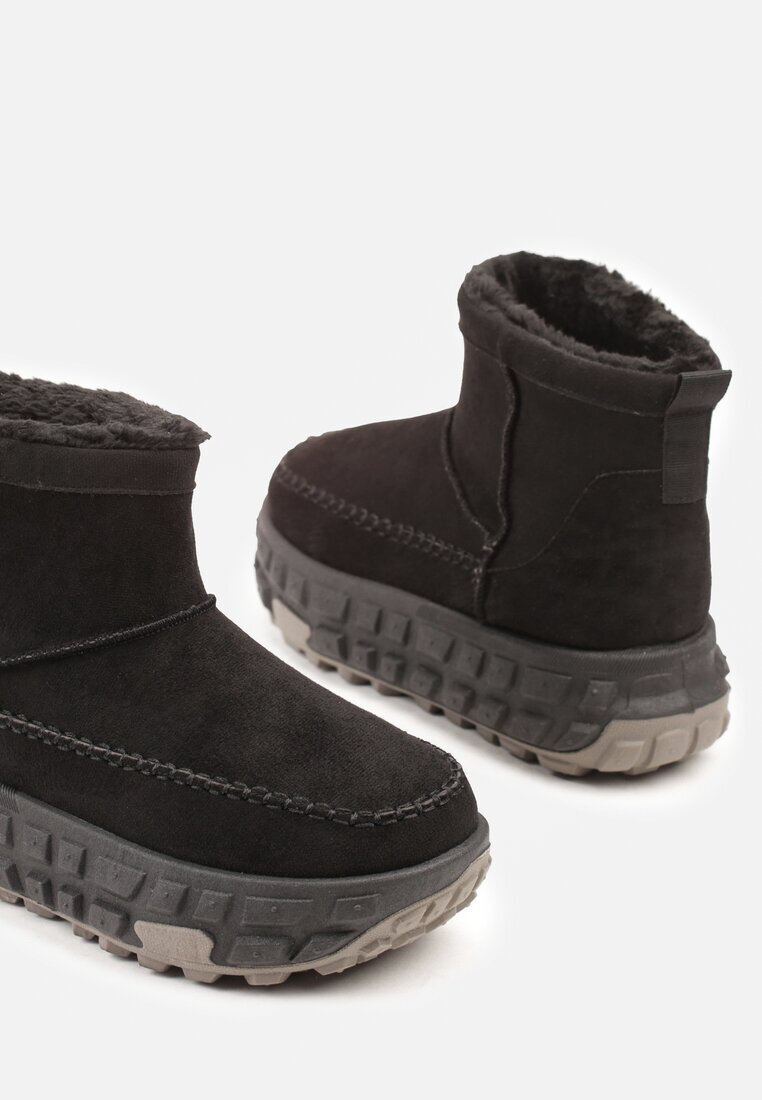 mulanka Cizme de zăpadă Negre cu Talpă Groasă În relief Apenella