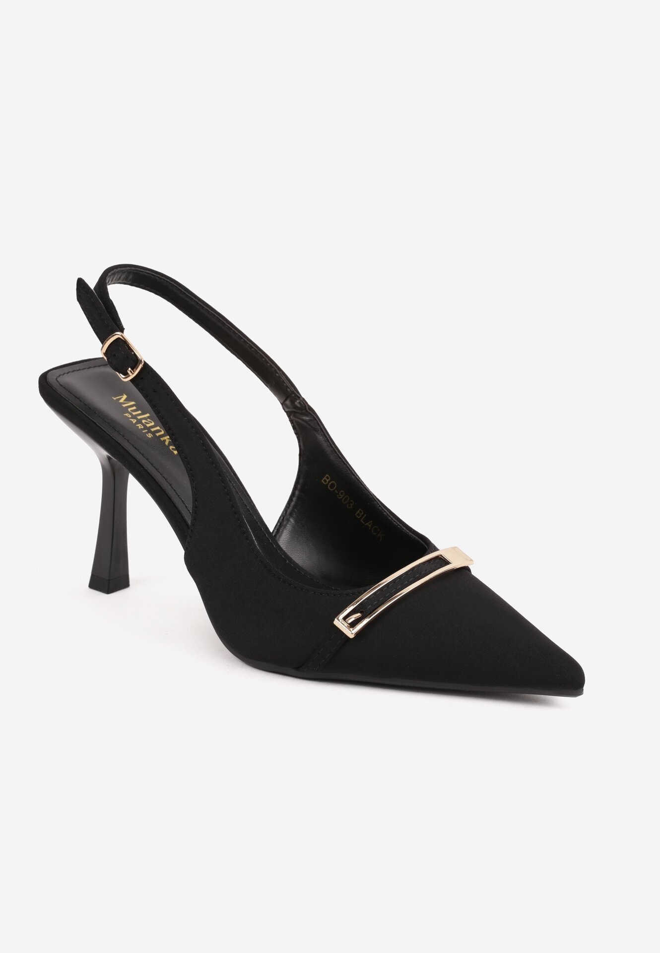 mulanka Pantofi stiletto eleganți cu curea la călcâi și cataramă alungită Teanis Negri