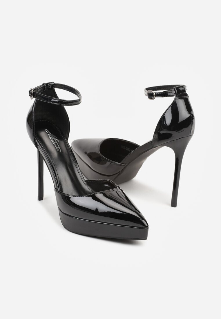 mulanka Pantofi stiletto Negri Lăcuiți cu platformă Eleffera